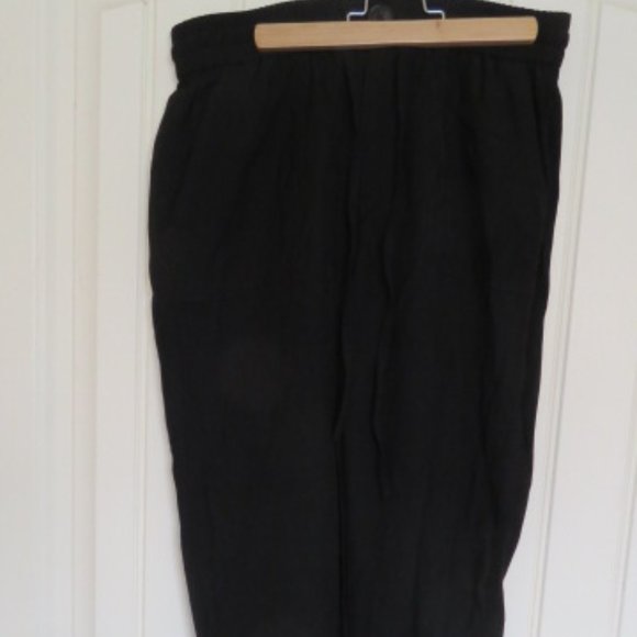 TAHARI Black PANTS Elastic Waist Zip Front & Ties Small (K322) - Picture 2 of 6